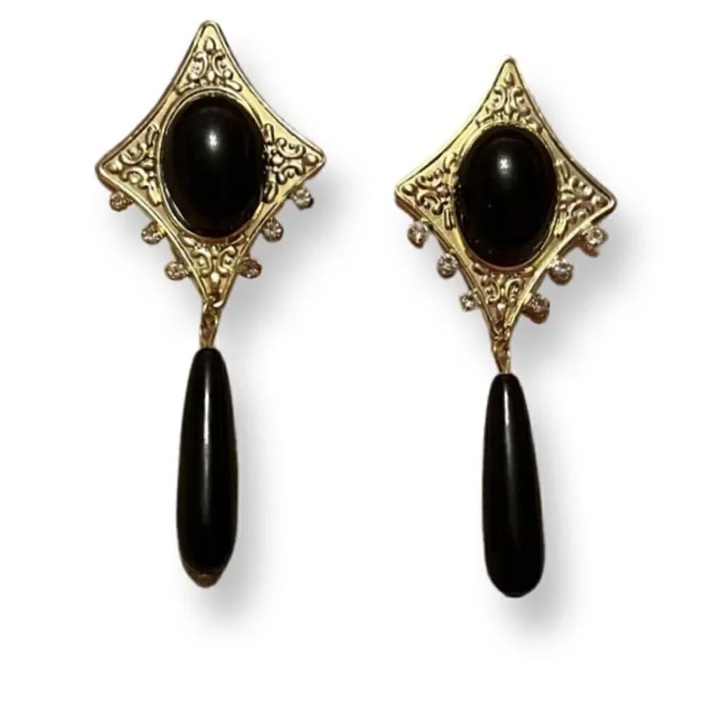 NWOT Antique Style Gold And Black Earrings